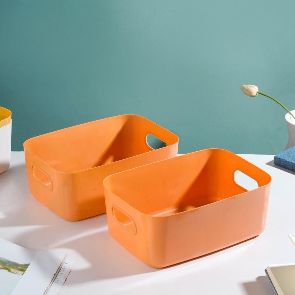 Multipurpose Storage Basket Orange Set Of 2 11 Inch