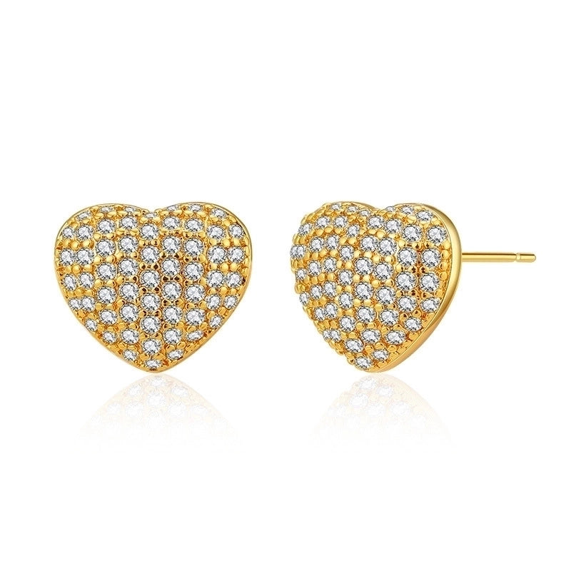 1 Pair Sweet Minimalist Moon Heart Shape Plating Inlay Copper Zircon Ear Studs