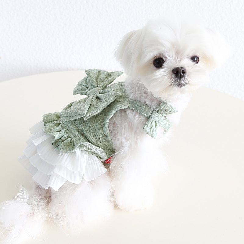 Sweet Big Bow Dog Cat Chiffon Dress