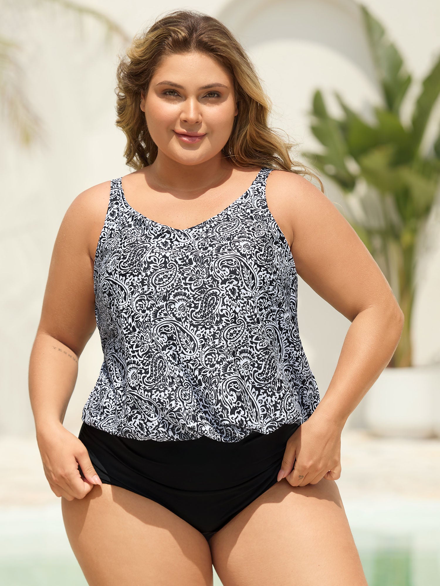 Paisley Print Ruched One-Piece Swimsuit