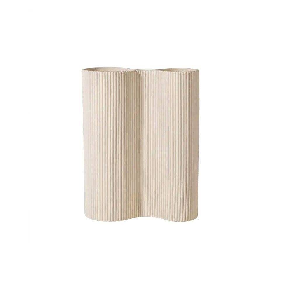 Ribbed Duo Vase - Beige