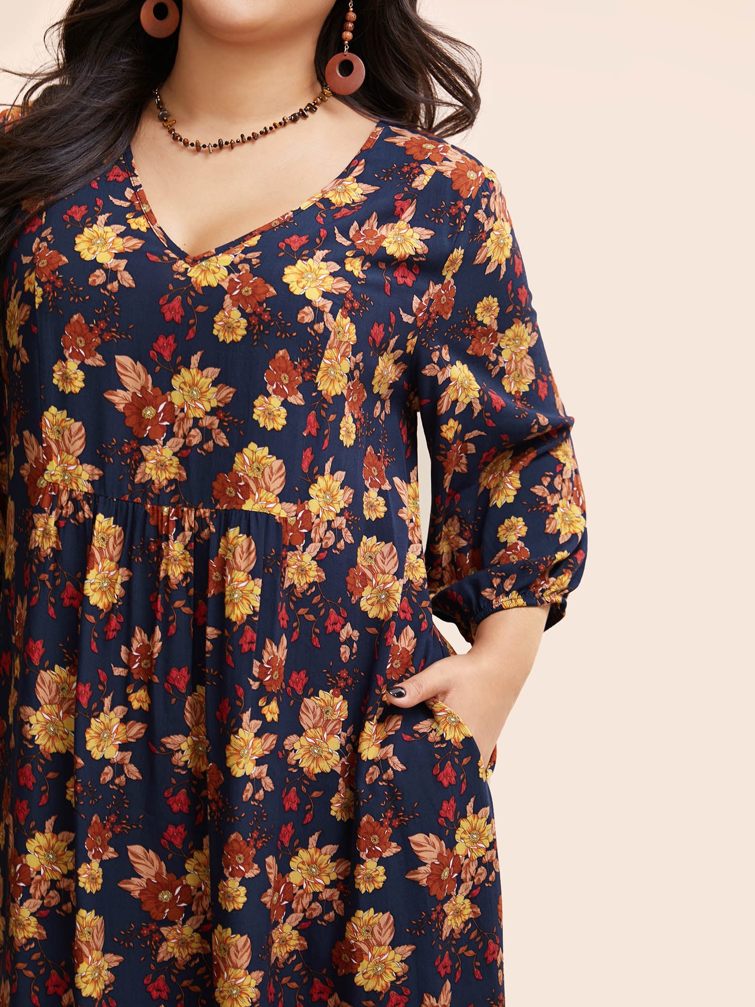 Supersoft Essentials Floral Print Pocket V Neck Dress