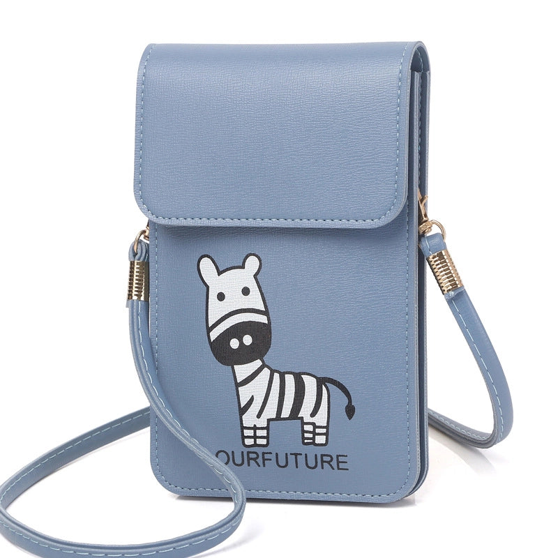 Women's Pu Leather Cartoon Cute Sweet Square Buckle Phone Wallets