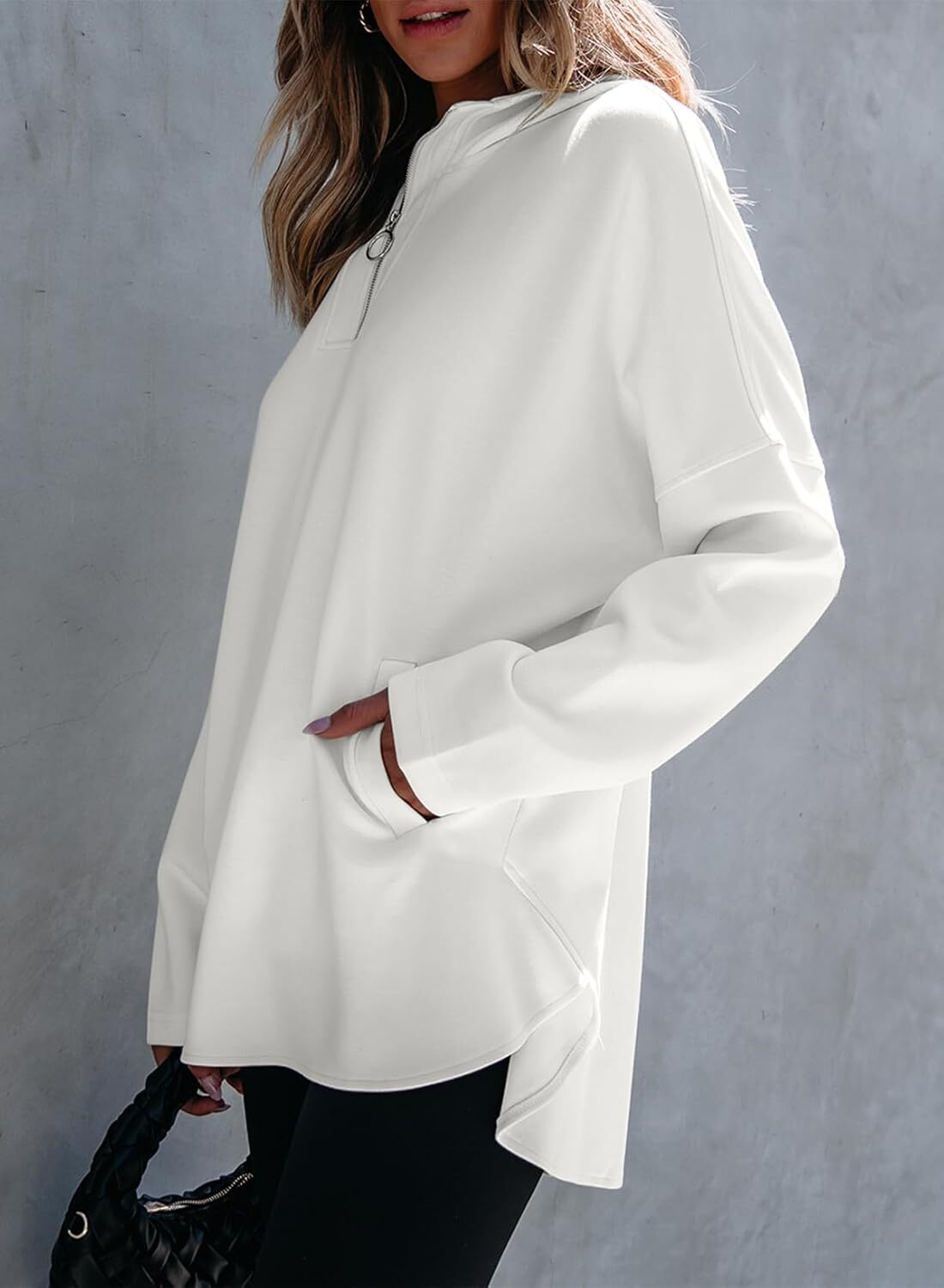 FINAL SALE⚡5 Packs for $25.95⚡- Women's Oversized Hoodies Casual Long Sleeve Half Zipper Pocket Sweatshirt Pullover Tops