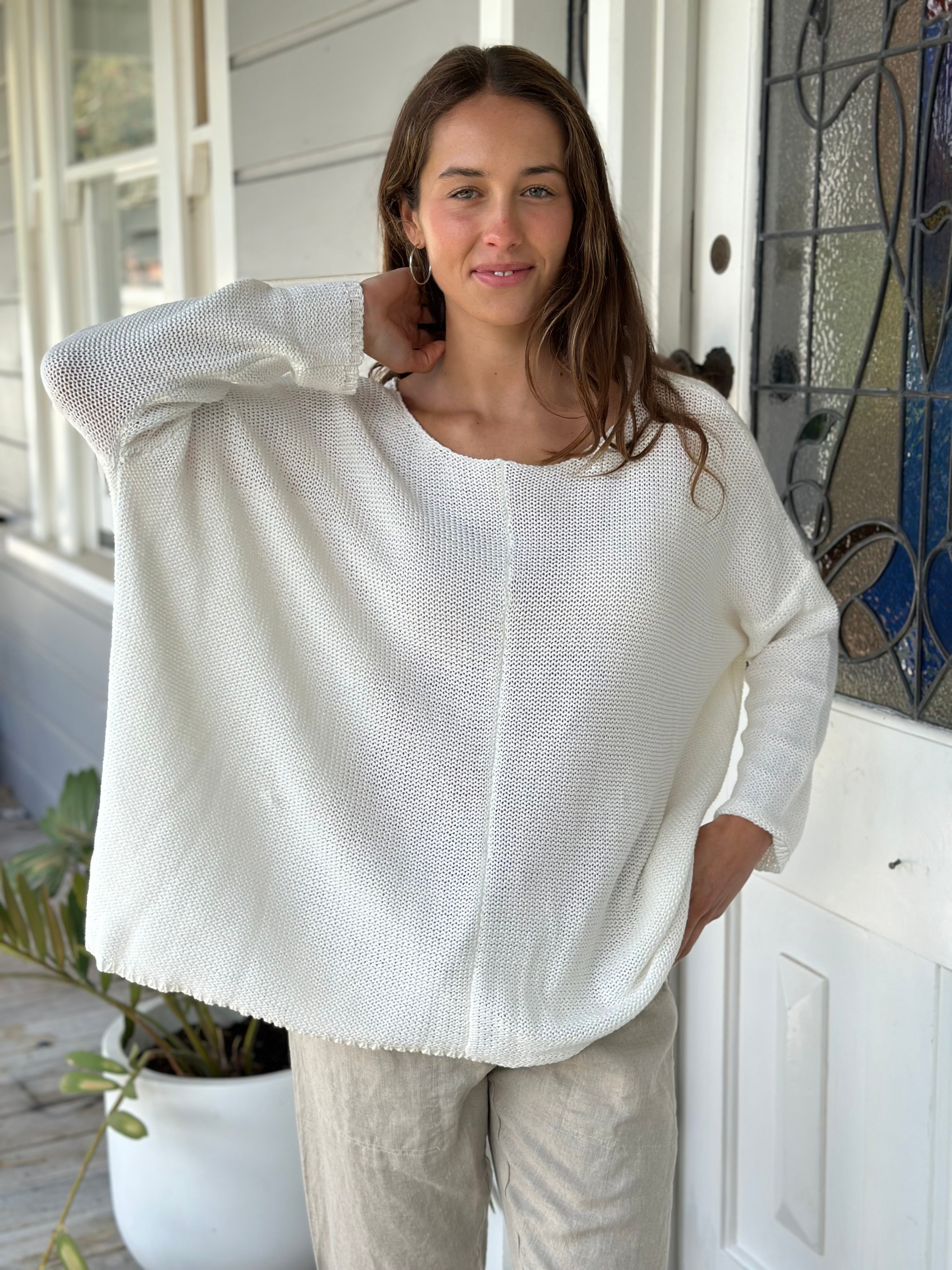 stella jersey - warm white cotton knit
