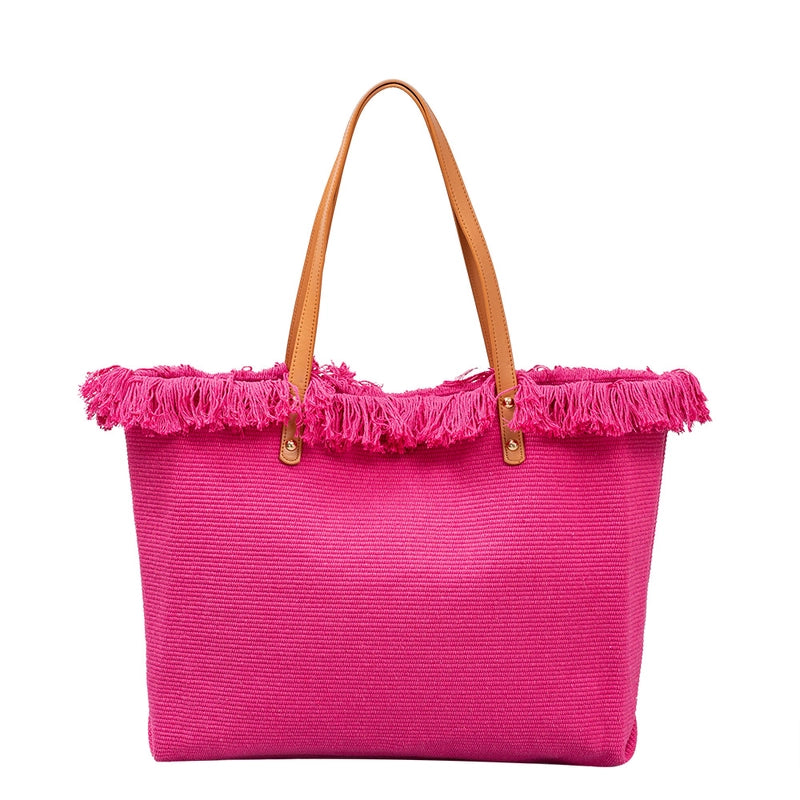 Women's Large Pu Leather Canvas Solid Color Beach Classic Style Square Magnetic Buckle Tote Bag