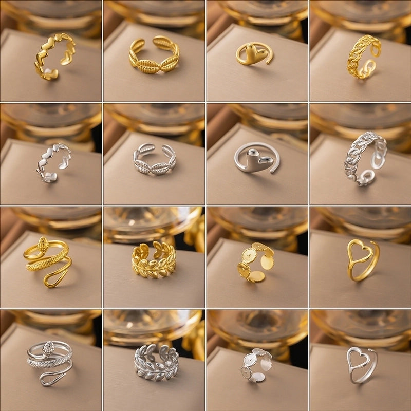 3 Pieces Minimalist Solid Color Titanium Steel Plating Rings
