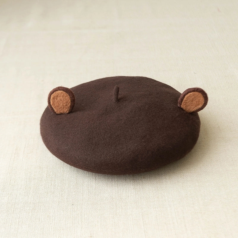 Autumn And Winter Cute Elk Horn Beret Bear Fox Ear Beret Wool Felt Painter Hat