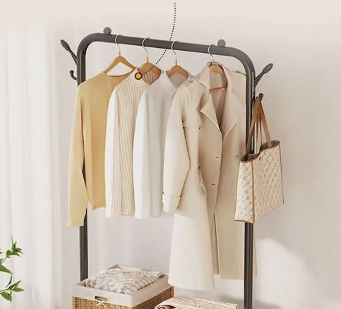 Floor Hanger For Clothes. Shoe Rack. Shirt. Coat. Hat. Scarf. High Heels. Sundries Storage. Bedroom Organizer