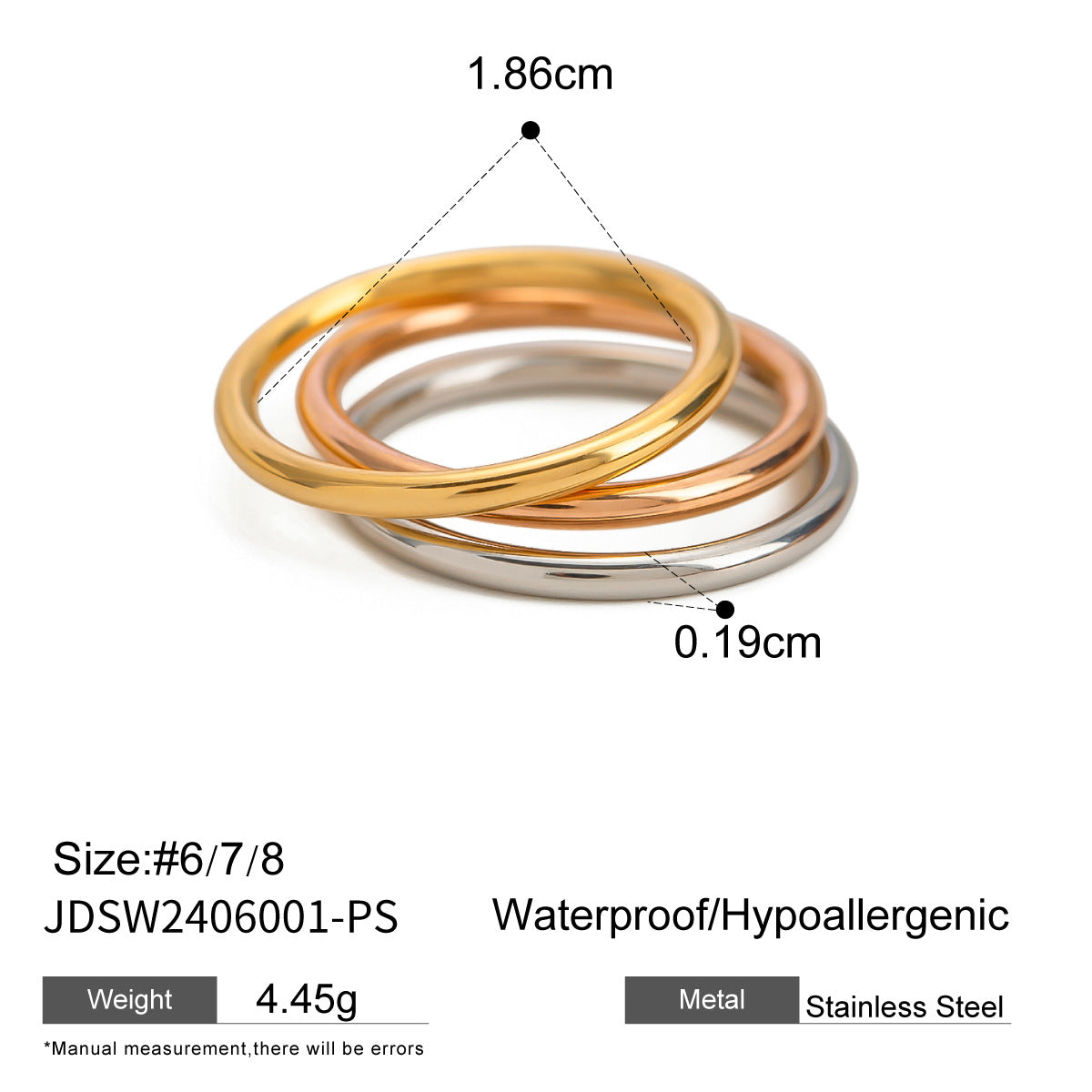 Stripe Geometric Stainless Steel Electroplating Rings