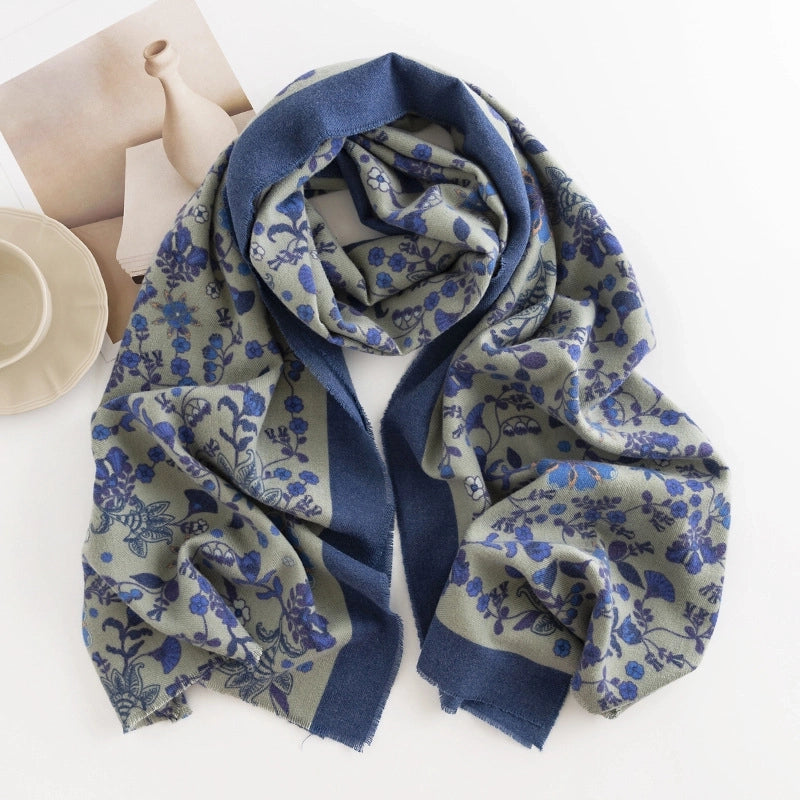 Women's Minimalist Flower Polyester Printing Scarf