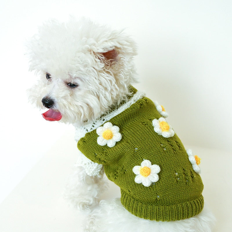 Flower Blossoming Knitted Dog Cat Sweater