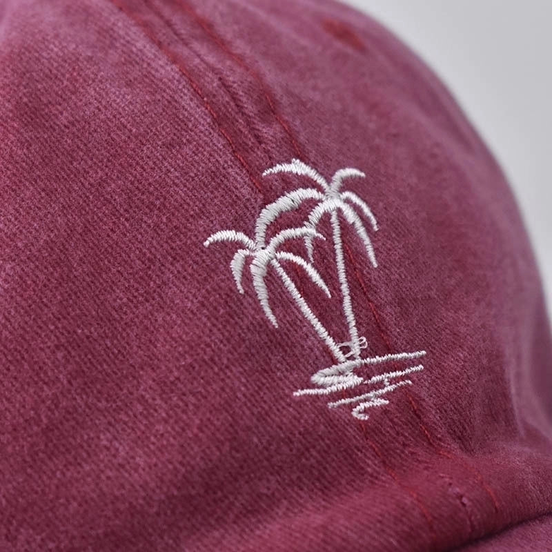 Unisex Basic Coconut Tree Embroidery Crimping Baseball Cap