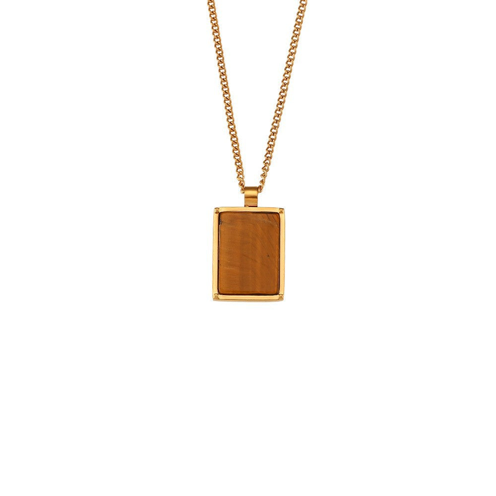 Fashion Quadrilateral Round Geometric Stainless Steel 18K Gold Plated Necklaces