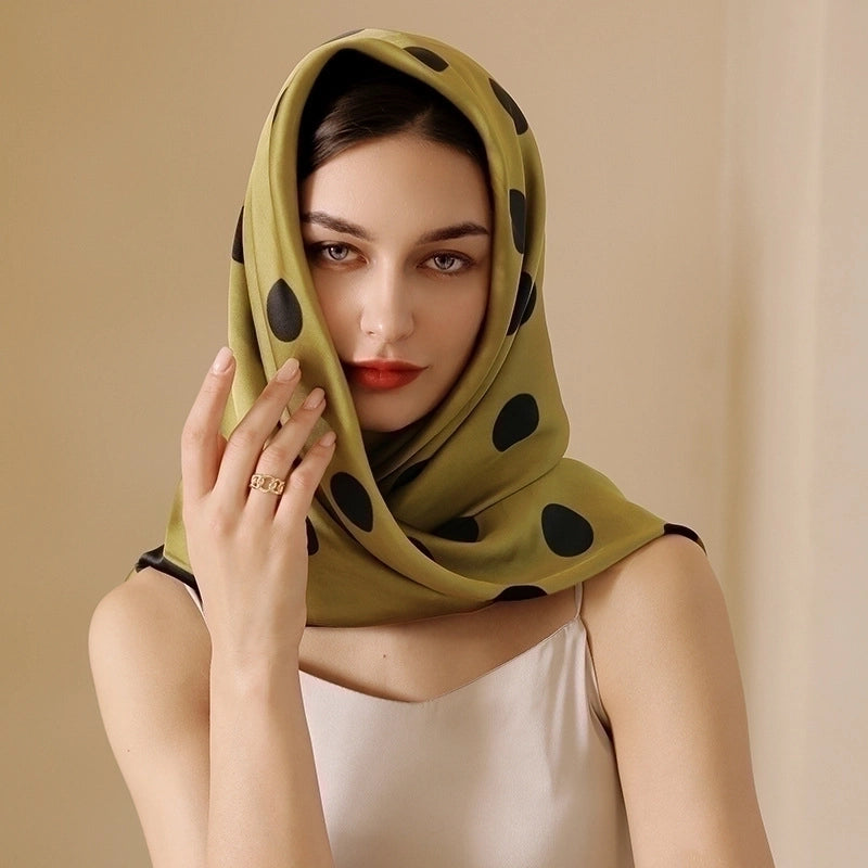 Women's Sweet Lattice Satin Silk Scarves