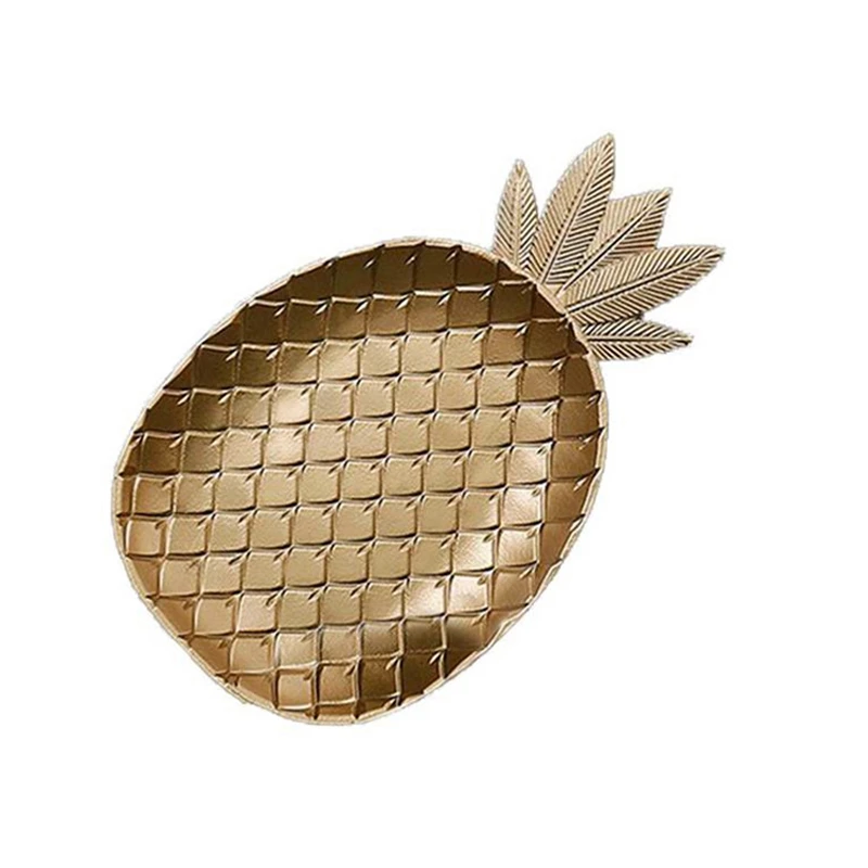 GOLD PINEAPPLE SHAPE DECORATIVE TRAY SERVING & STORAGE DISH - SMALL