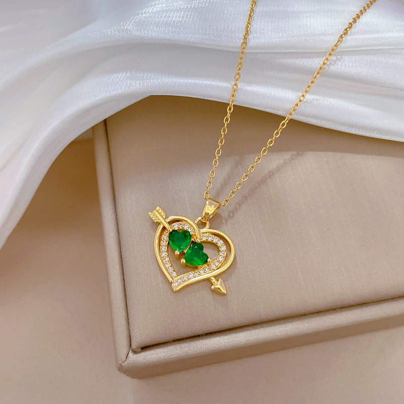 Cartoon East Asia Symbol Lucky Cat Geometric Titanium Steel Diamond Inlay Necklaces