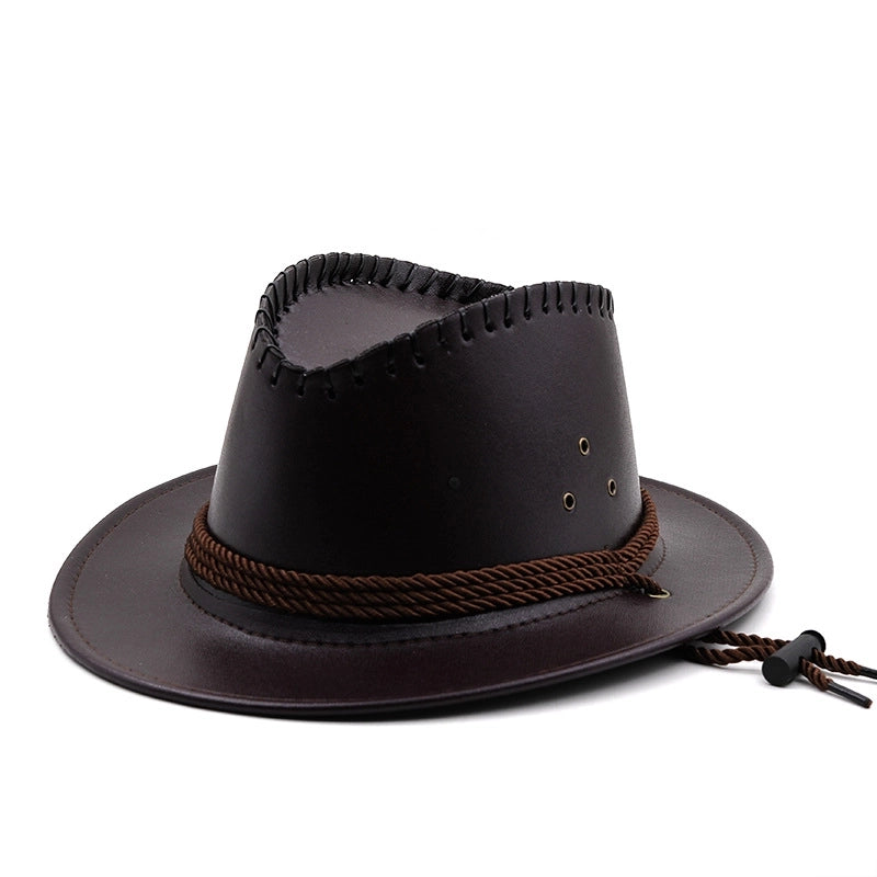 Unisex Cowboy Style Solid Color Wide Eaves Fedora Hat
