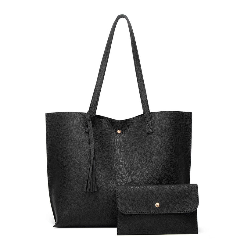 Women's Large Pu Leather Solid Color Basic Classic Style Square Magnetic Buckle Bag Sets Tote Bag