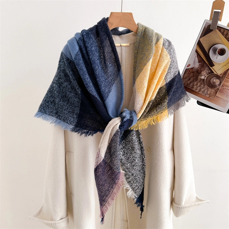 New Cashmere Color Plaid Warm Shawl Scarf Unisex Autumn And Winter Fashion Tassel Scarf