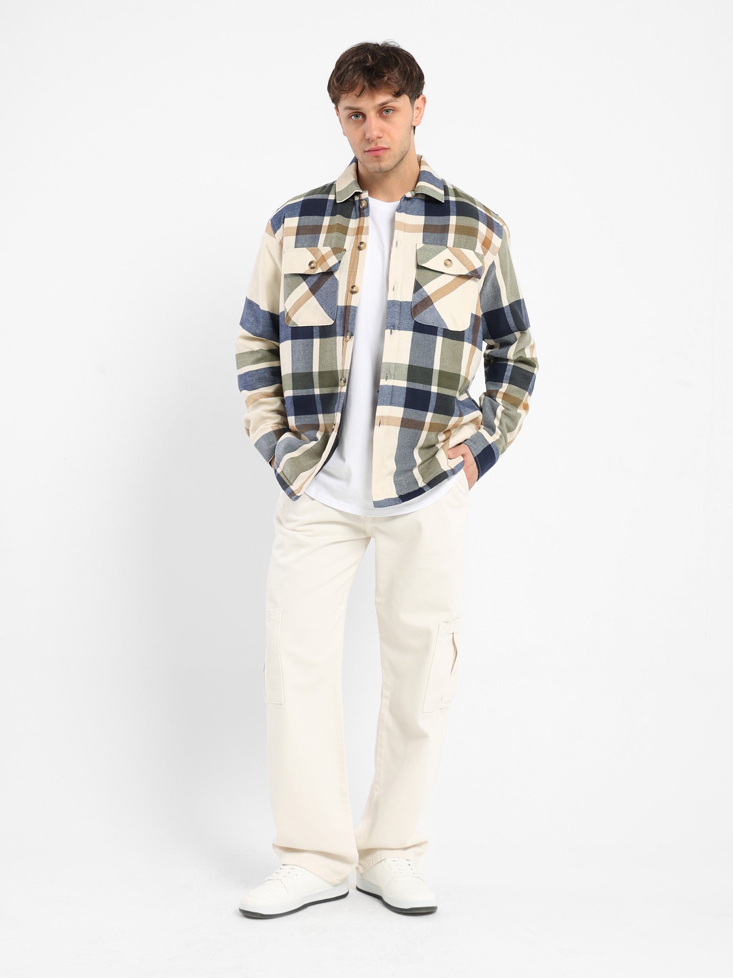 Rigid Denim Cropped Jeans with Patch Detailing