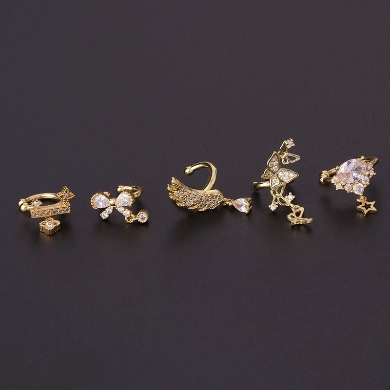 Ear Cartilage Rings & Studs Minimalist Bow Knot Metal Plating