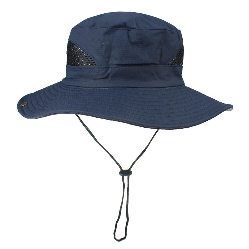 Unisex Minimalist Solid Color Elastic Drawstring Design Flat Eaves Sun Hat