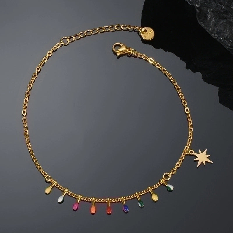 Copper 14K Gold Plated Minimalist Plating Star Earrings Anklet Necklace