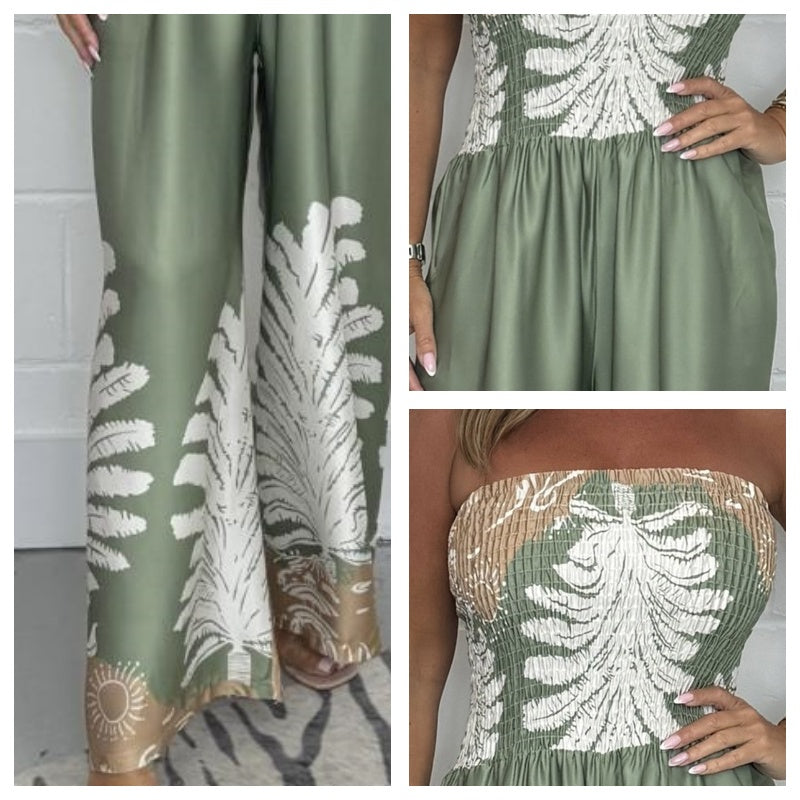 💕HOT SALE 50% OFF💕Women’s Sexy Summer Print Loose Fit Strapless Jumpsuit