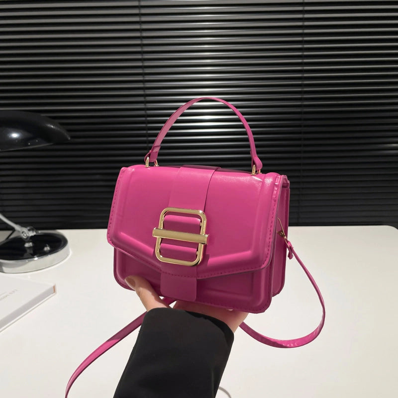 Women's Pu Leather Solid Color Streetwear Square Flip Cover Shoulder Bag Crossbody Bag