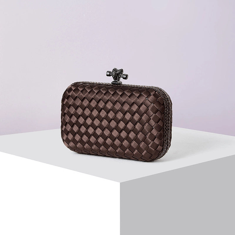 Factory Direct Sales Silk Hand-woven Women's Clutch Crossbody Simple Evening Bag Chain Pouch