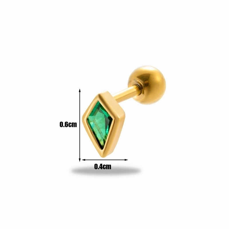 1 Piece Ear Cartilage Rings & Studs Minimalist Classic Style Rhombus 316L Stainless Steel  Copper Plating Inlay Zircon