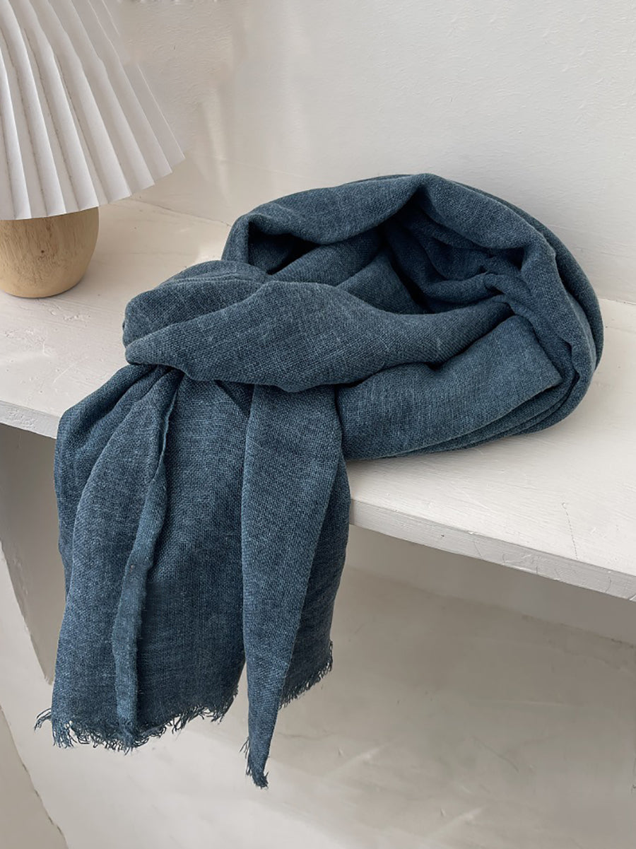 Women Spring Soft Pure Color Tassel Shawl Scarf