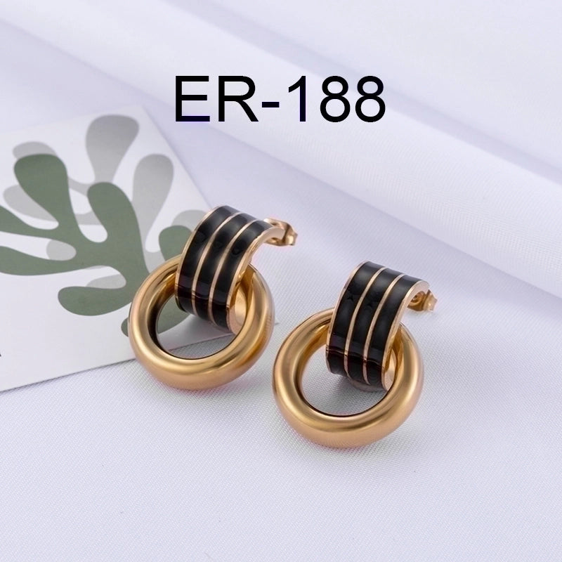 Minimalist Round Enamel Plating 304 Stainless Steel Earrings Ear Studs