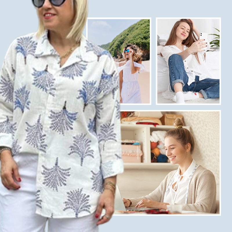 🍁Women's Casual Botanical Print Shirt✨