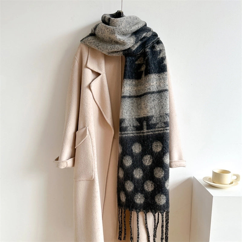 Women's Elegant Basic Minimalist Polka Dots Imitation Cashmere Polyester Scarf