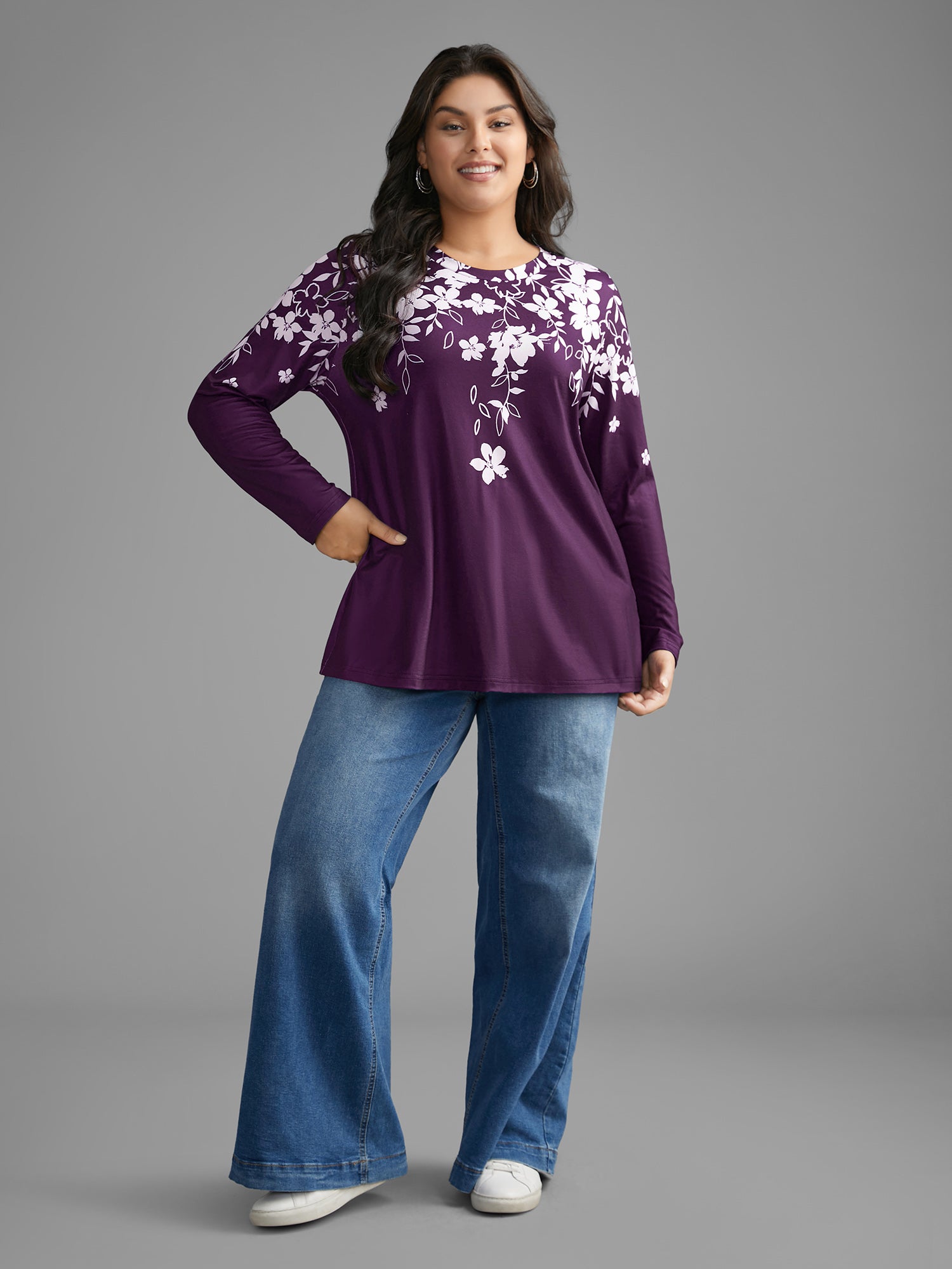 Round Neck Boho Print T-Shirt