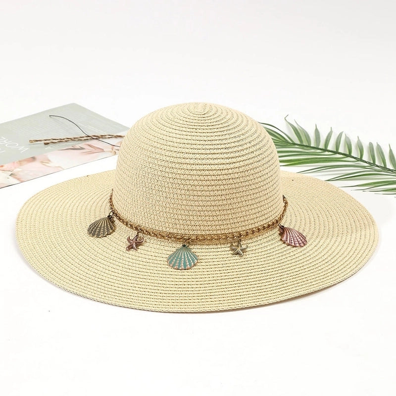 6 Pieces Women's Bohemian Solid Color Big Eaves Sun Hat