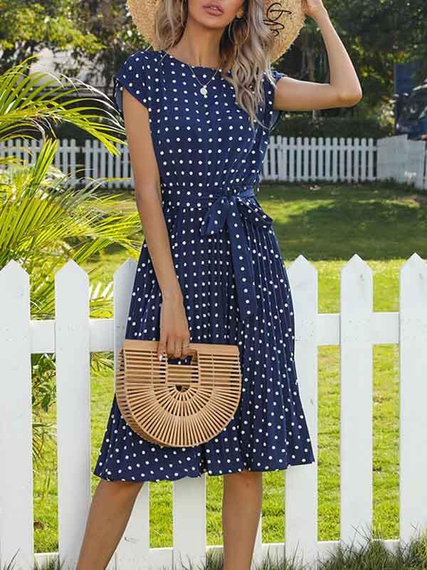 Polka Dot Pleated Dress