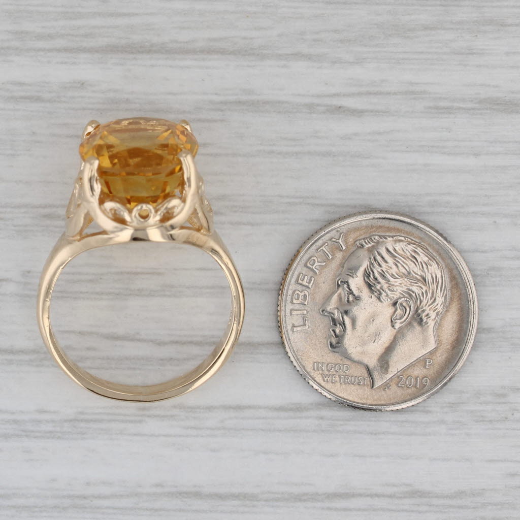 6.10ct Oval Orange Citrine Solitaire Ring 14k Yellow Gold Size 5