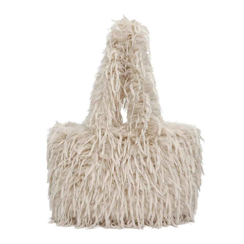 Women's Medium Plush Solid Color Streetwear Square Magnetic Buckle Shoulder Bag