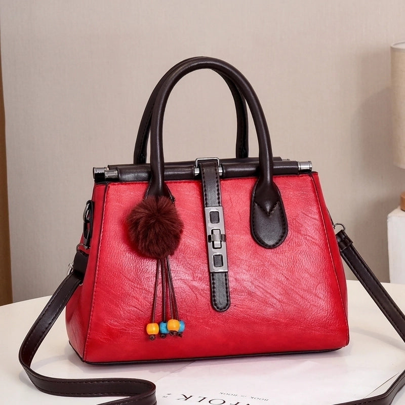 Women's Large All Seasons Pu Leather Classic Style Handbag