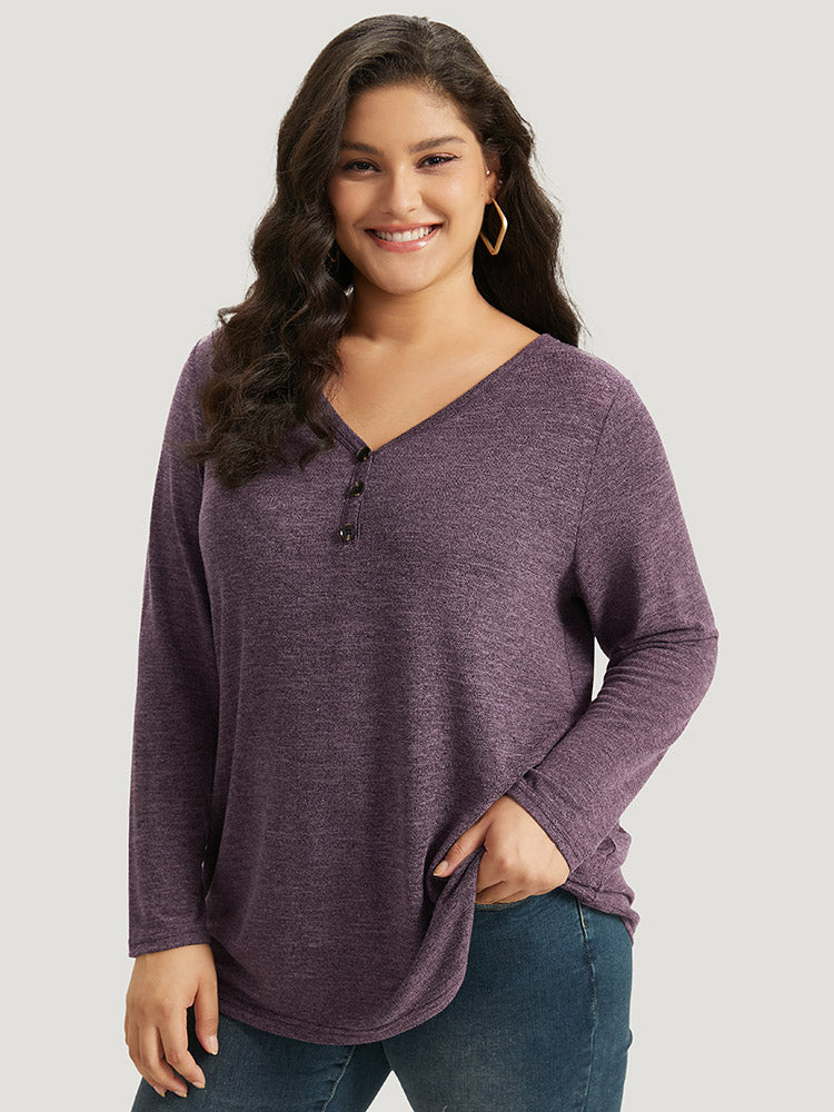 Heather Button Up Long Sleeve T-shirt