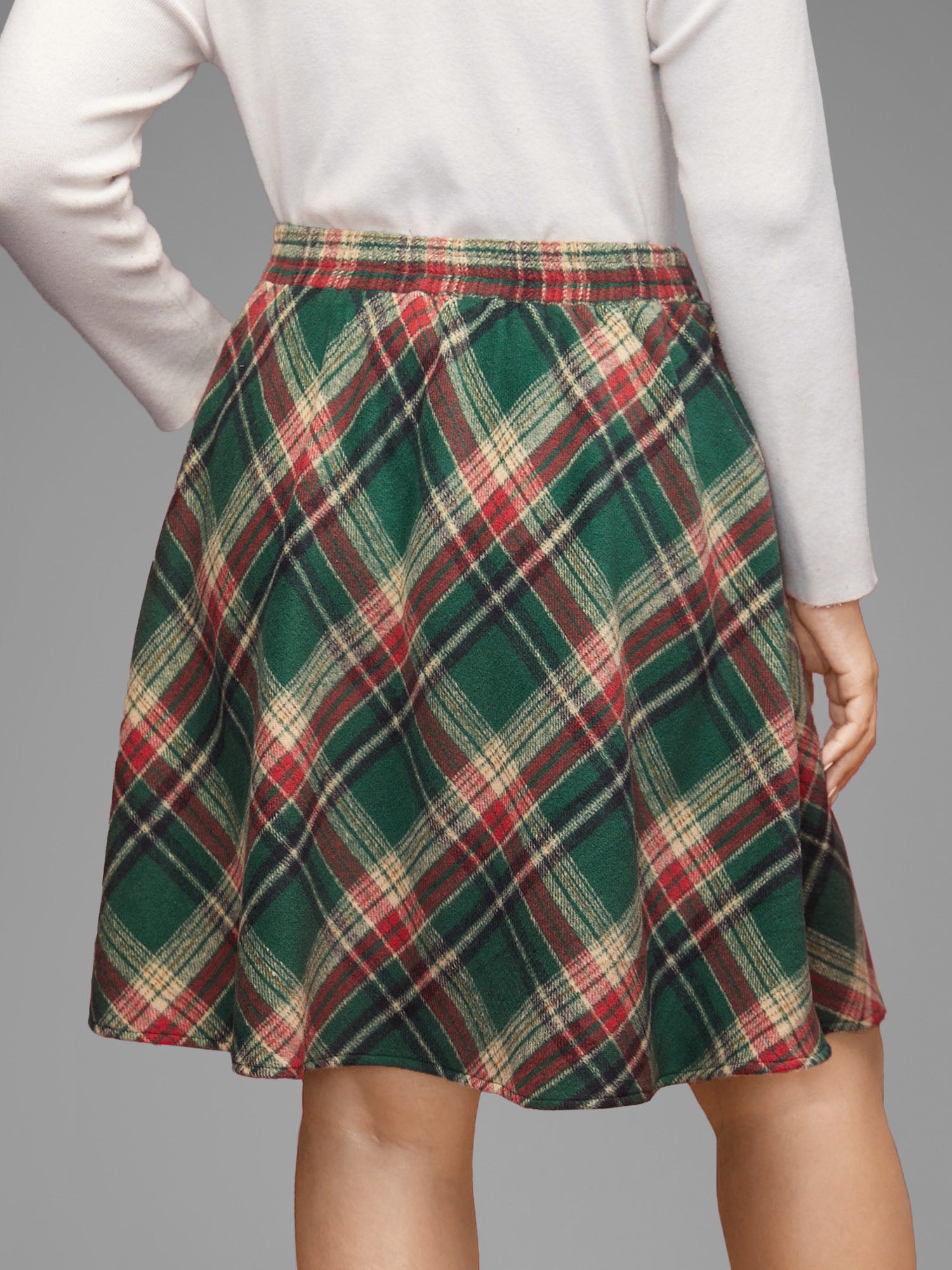 Plaid Pattern Elastic Waist A-line Mini Skirt