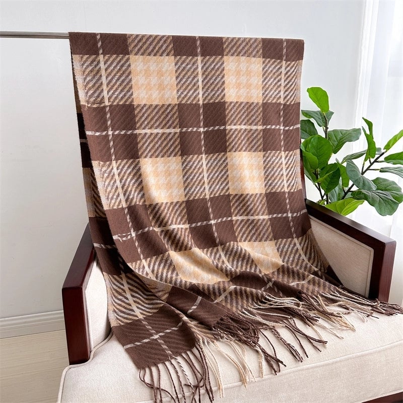 Unisex Business Basic Minimalist Tassel Imitation Cashmere Polyester Scarf