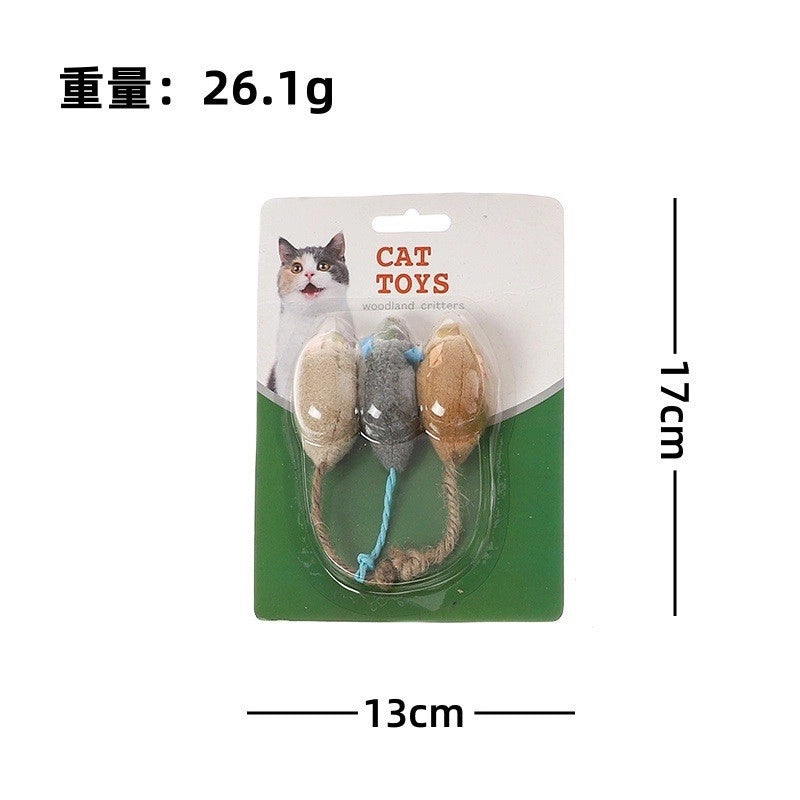 Pet Supplies Simulation Plush Mouse Doll Set Feather Mouse Scratch-resistant Bite Molar Cat Toy