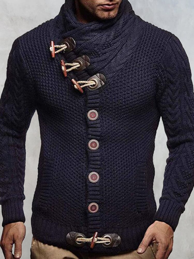 Fashion Knitted High Collar Button Sweater