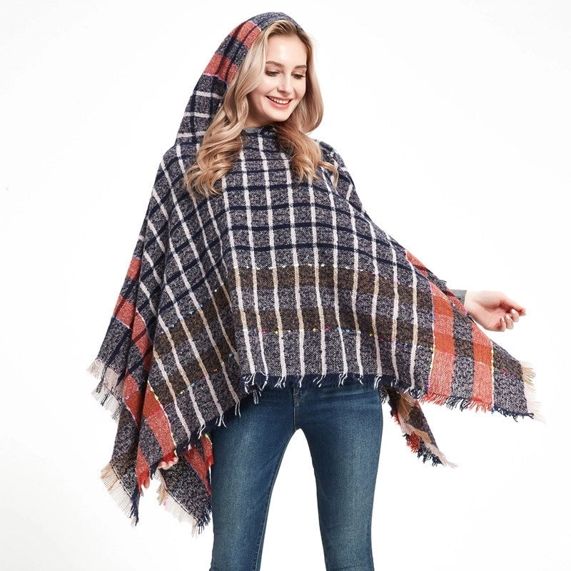 Unisex Streetwear Lattice Polyester Tassel Shawl