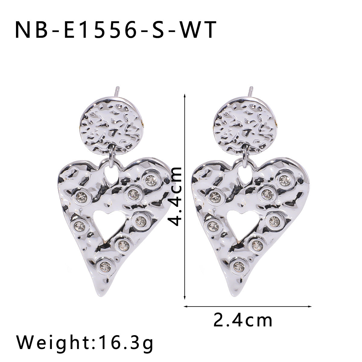 Ins Titanium Steel Heart Hollow Earrings Retro Diamond Style Stainless Steel 18K Gold Earrings Niche Earrings