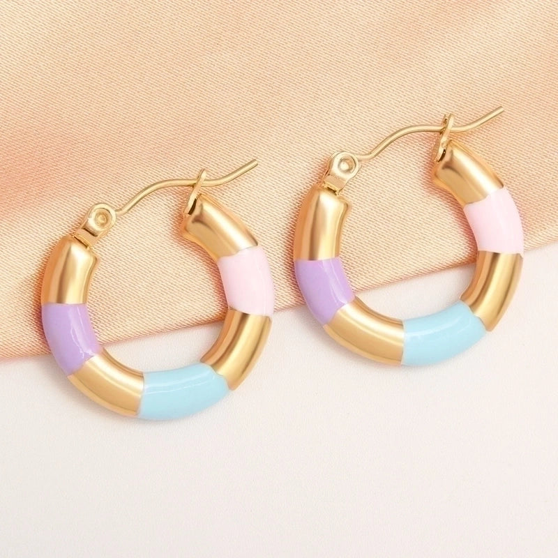 1 Pair IG Style Minimalist Round Plating 304 Stainless Steel Gold Plated Earrings